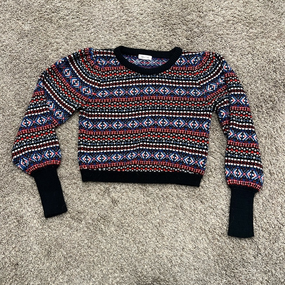 Stitch & Pine knitted cropped long sleeve pull over women’s sweater size medium